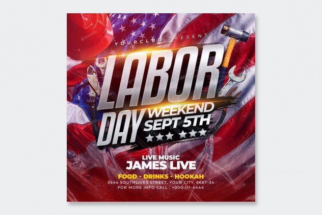 Preview of Labor Day Weekend Flyer and Instagram Post Template PSD