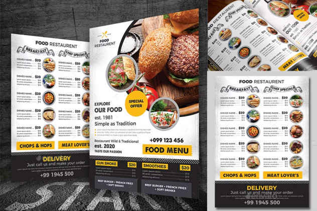 Restaurant Menu Design Template PSD - product preview 0