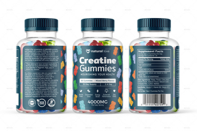 Creatine Gummies Label Design Template AI, Vector EPS - product preview 0