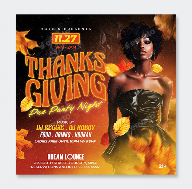 Modern Thanksgiving Party Flyer Design PSD