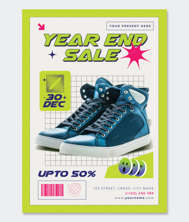 Year End Sale Flyer Template PSD, AI, EPS