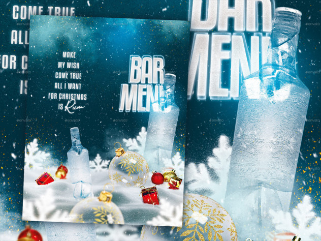 Christmas Drinks Menu Template PSD preview #3