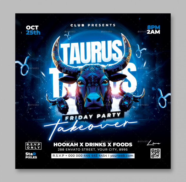 Friday Night Club Flyer PSD Design
