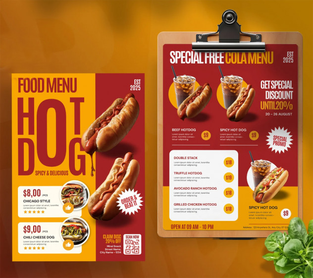 Preview of Spicy Hot Dog Menu Template