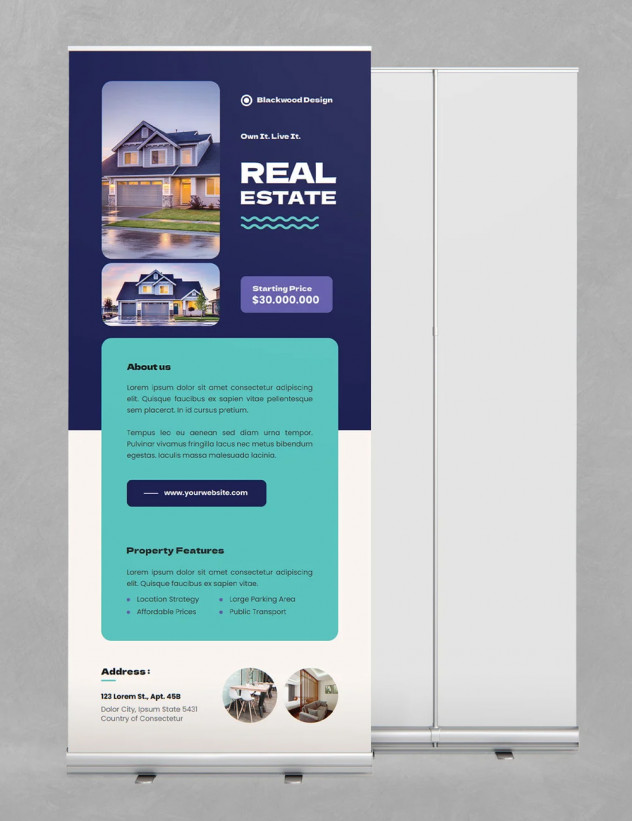 Preview of Modern Real Estate Roll Up Banner Design