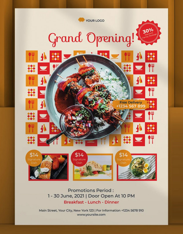 Preview of Restaurant Grand Opening Flyer Template
