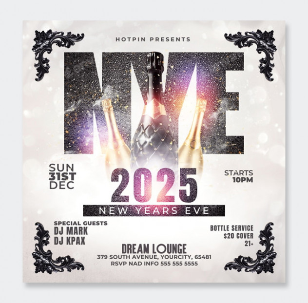 New Year Flyer and Social Media Post Template PSD