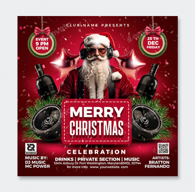 Christmas Party Flyer PSD Design