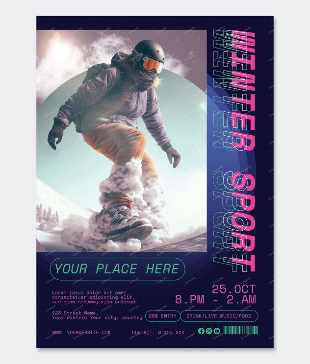 Winter Sport Flyer Template PSD, AI, EPS