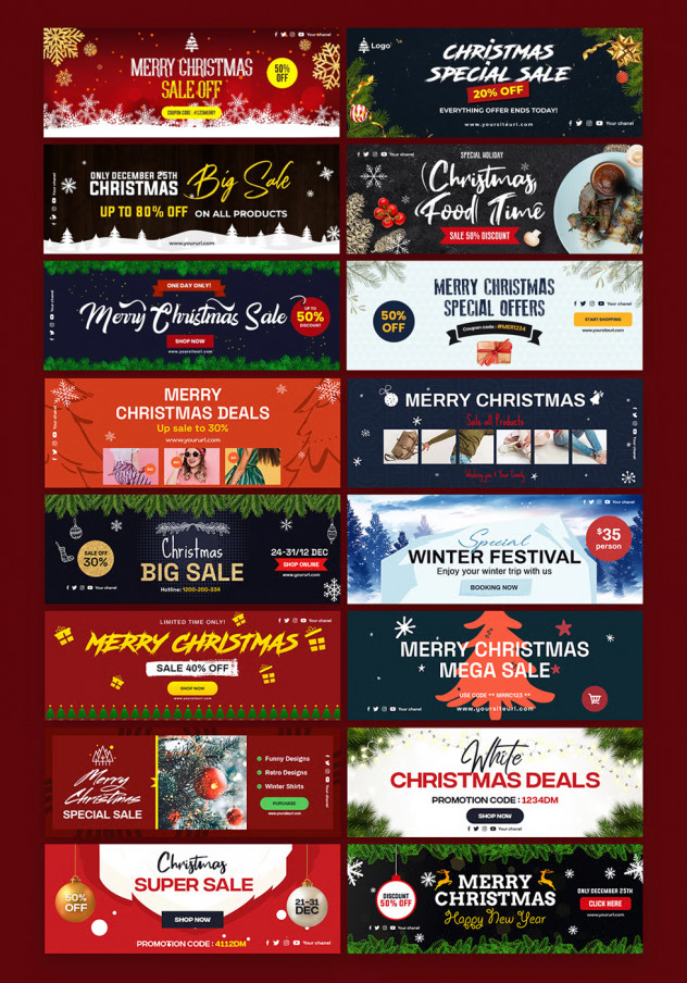 Preview of Merry Christmas Facebook Cover Templates