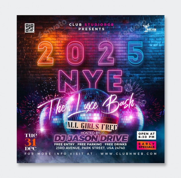 2025 New Year Flyer Design PSD