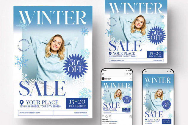 Preview of Winter Sale Flyer Template