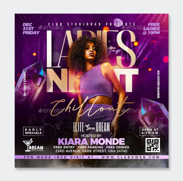 Ladies Night Party Flyer Template PSD