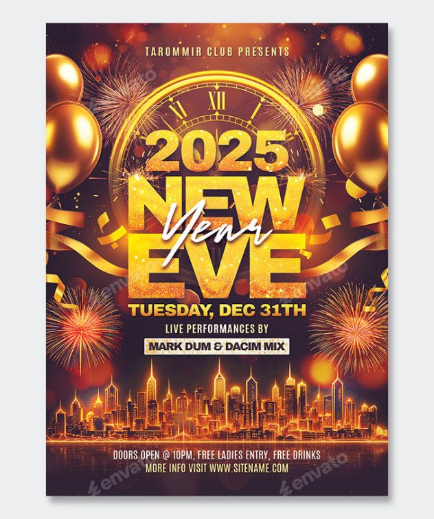 New Year Eve Flyer Template PSD