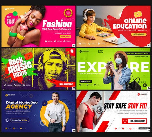 50 Multipurpose YouTube Thumbnail Templates PSD - product preview 5