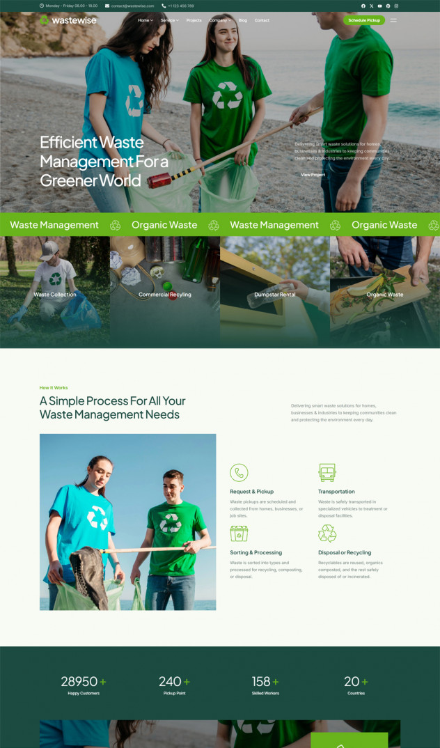 Preview of Waste Management and Recycling Services WordPress Theme