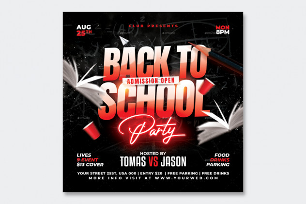 Back To School Flyer and Social Media Post Template PSD