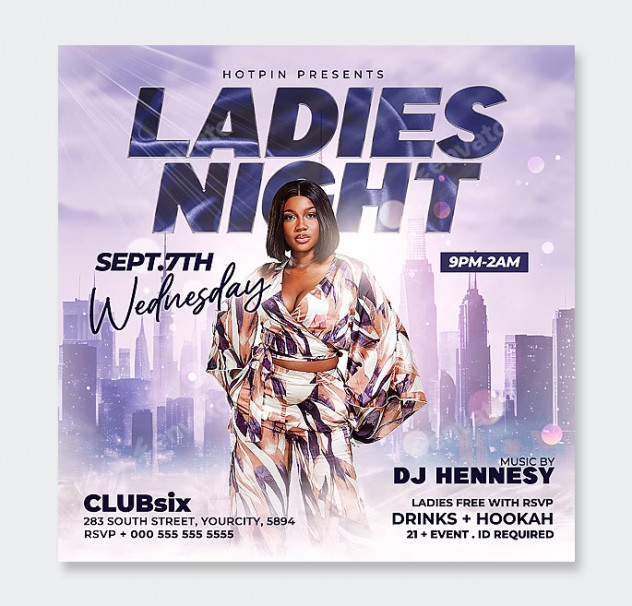 Ladies Night Flyer and Instagram Post Template PSD