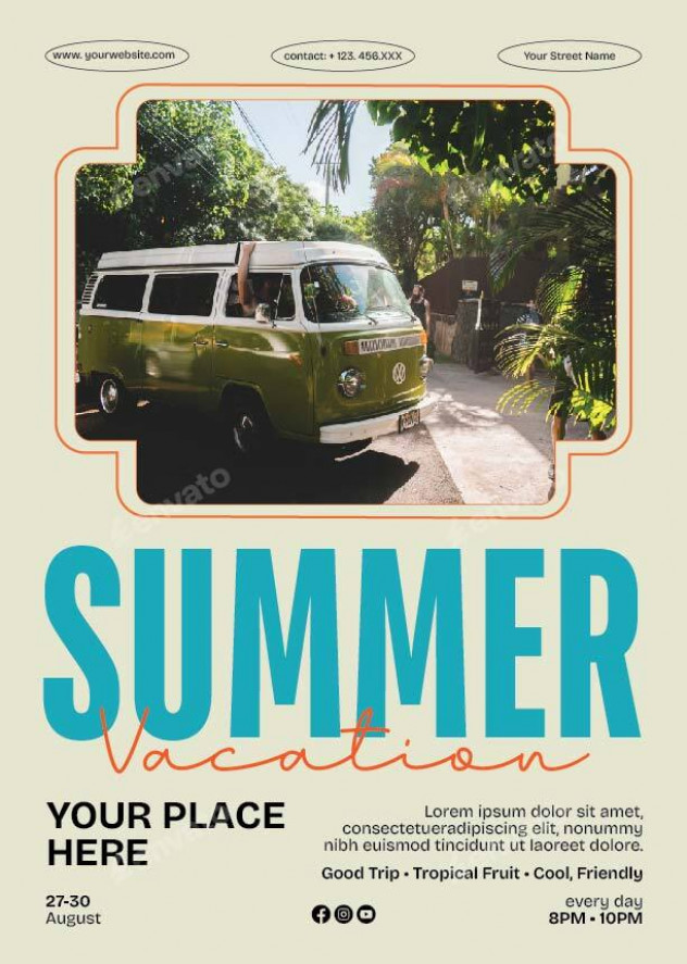 Summer Vacation Flyer Template PSD, AI, EPS