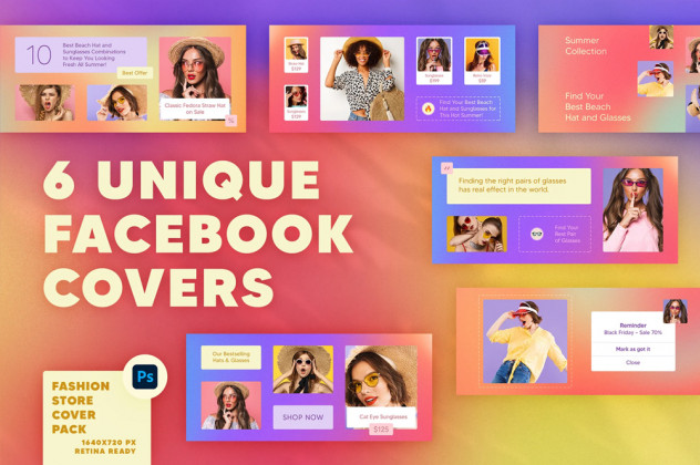 Preview of 6 Fashion Facebook Covers Design - PSD