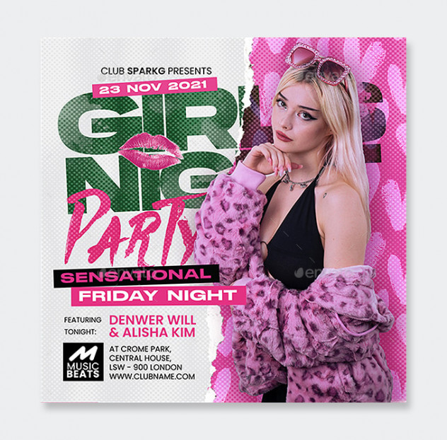 Ladies Night Flyer PSD Design