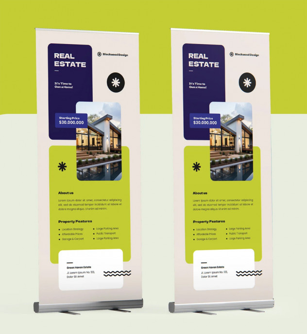Preview of Creative Real Estate Roll-up Banner Template &ndash; PSD, AI