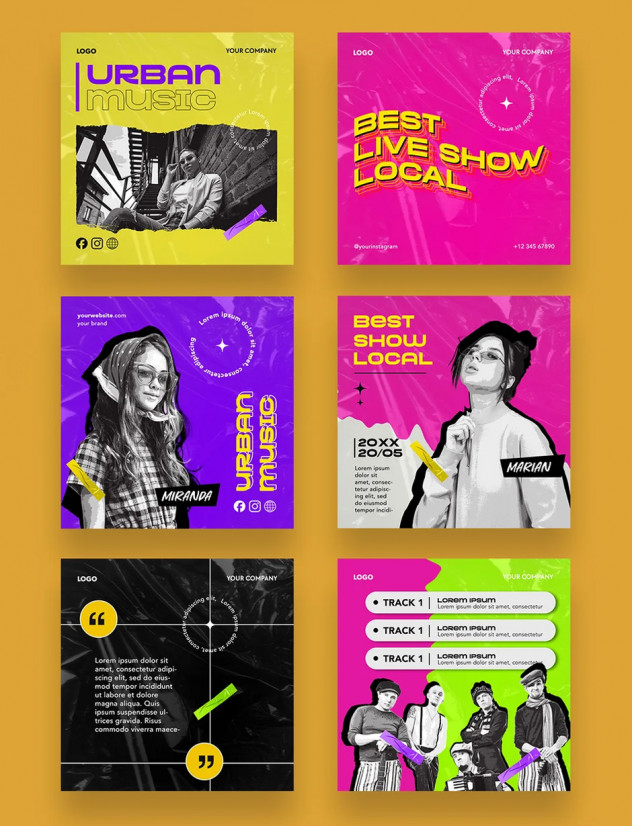 Live Show Music Social Media Post Templates PSD