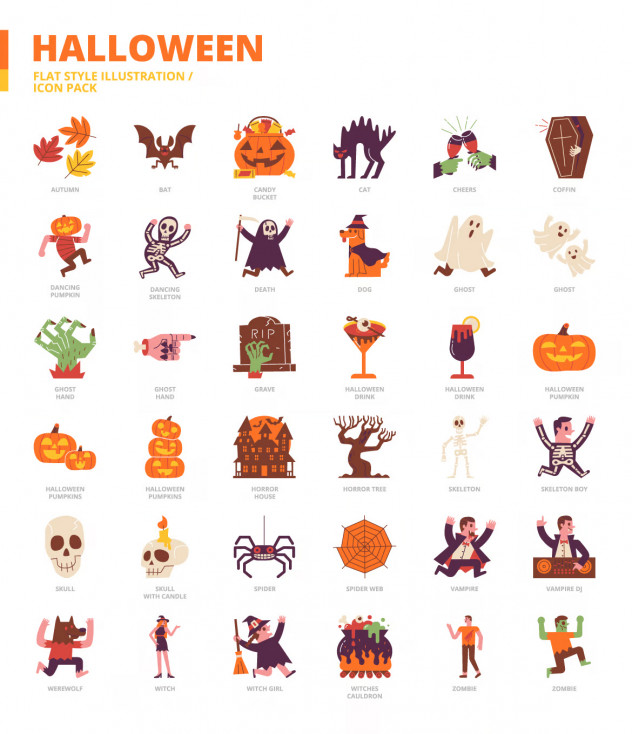 Halloween Flat Style Vector Illustration - product preview 1