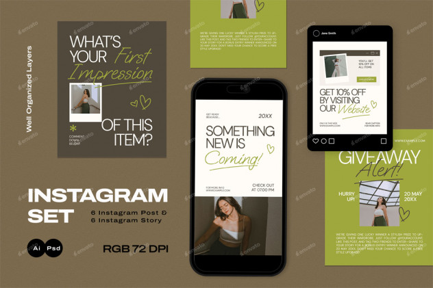 Preview of Fashion Sale Instagram Post and Story Templates