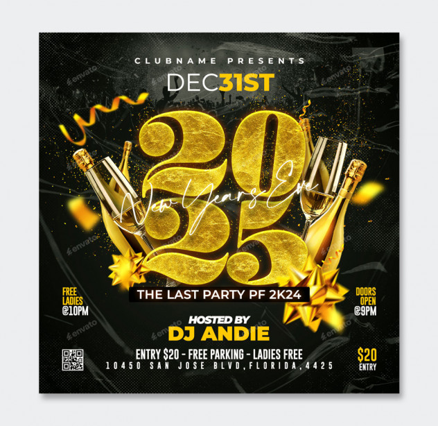 New Year Party Flyer PSD