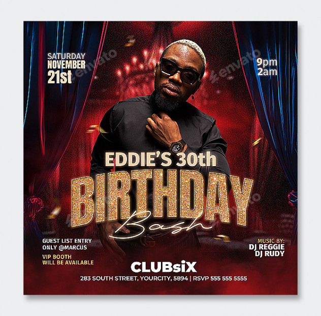 Birthday Flyer and Social Media Post PSD Template - product preview 0