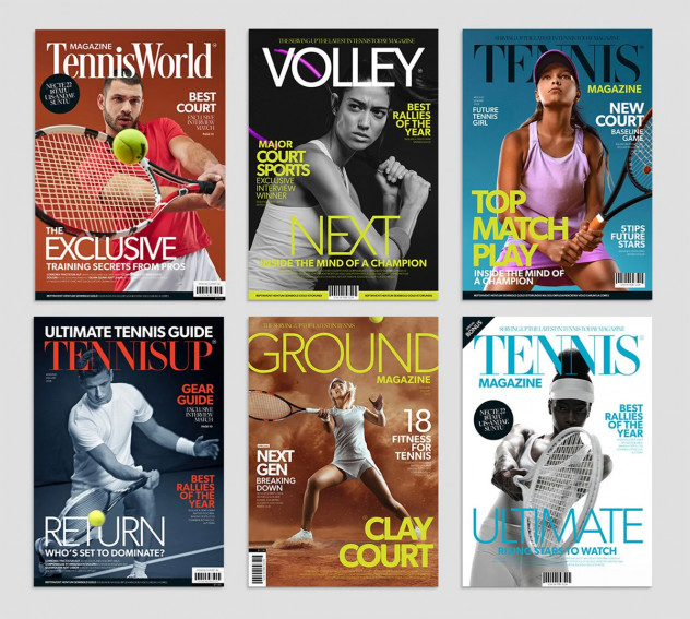 Tennis Magazine Cover Templates - InDesign, Canva