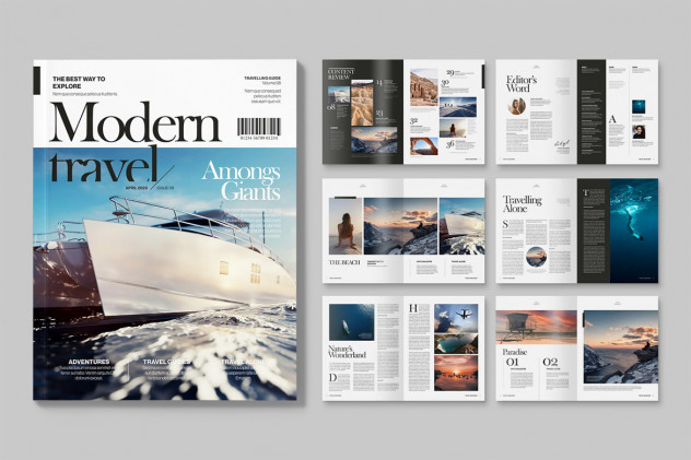 Stylish and Modern Travel Magazine Template INDD - product preview 0