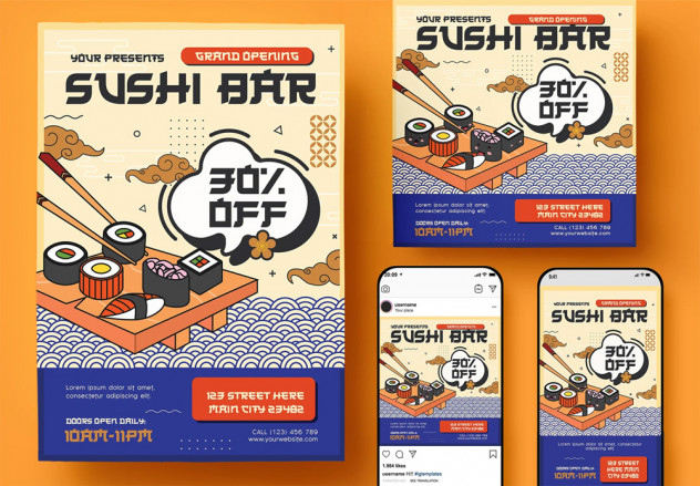 Preview of Modern Sushi Flyer Template