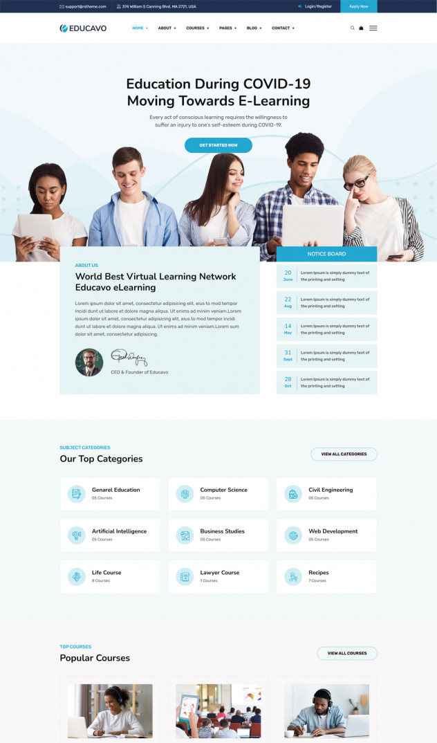 Preview of Educavo - Education HTML Website Template