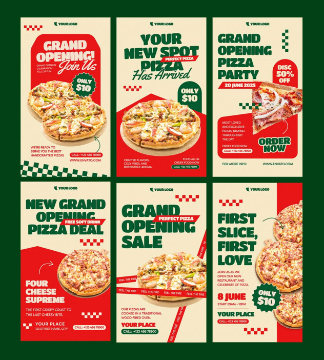 Preview of Grand Opening Pizza Restaurant Instagram Story Templates