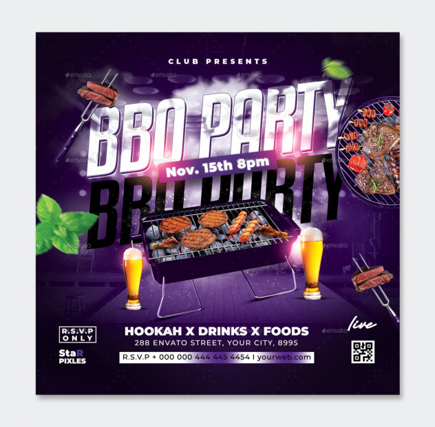 BBQ Party Flyer Design PSD