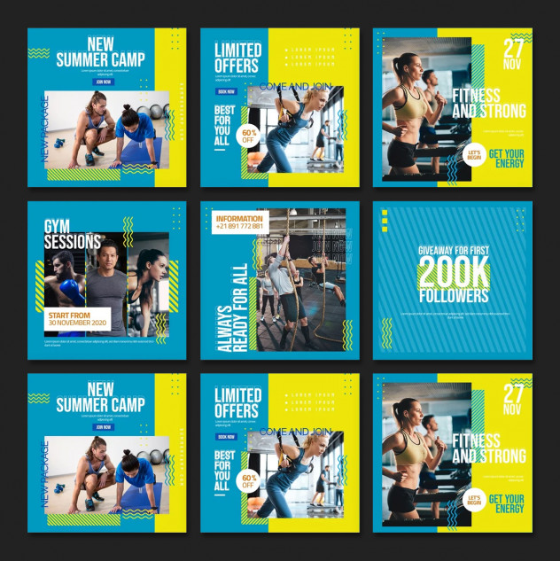 Preview of Strong Fitness Instagram Posts Design