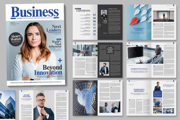 Business Magazine Template AI, Vector EPS