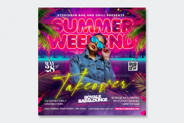 Summer Party Flyer Design Template - product preview 0