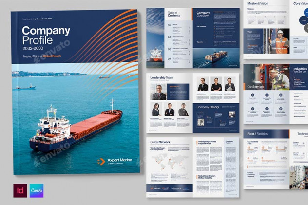 Clean Maritime Company Profile Template – For Shipping, Logistics & Freight Businesses