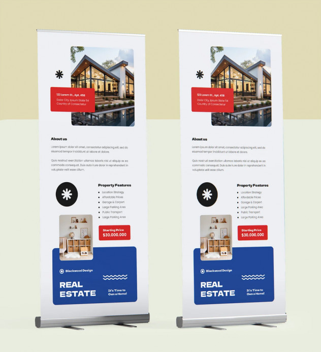 Preview of Modern Real Estate Roll-up Banner Design &ndash; PSD, AI