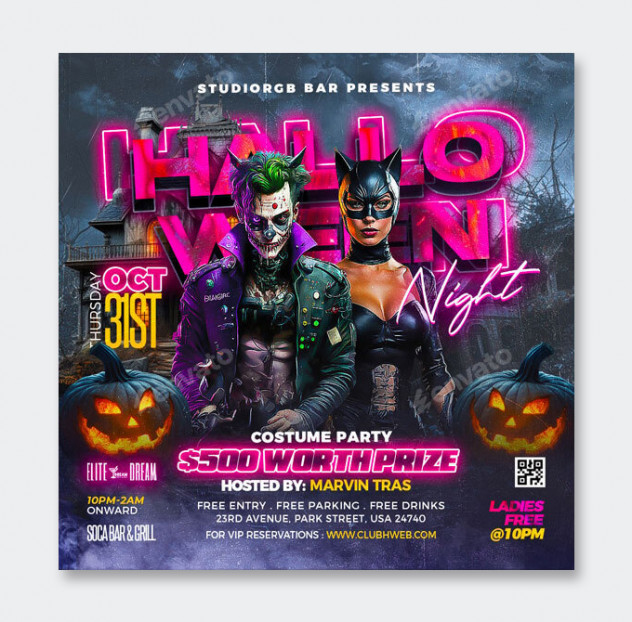 Square Halloween Flyer Design