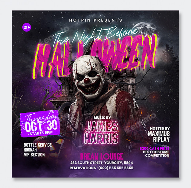 Halloween Flyer and Instagram Post Template PSD - product preview 0