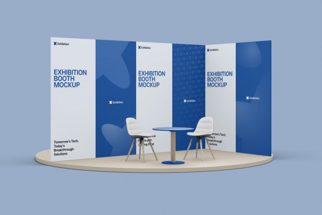 Realistic Exhibition Booth Mockup