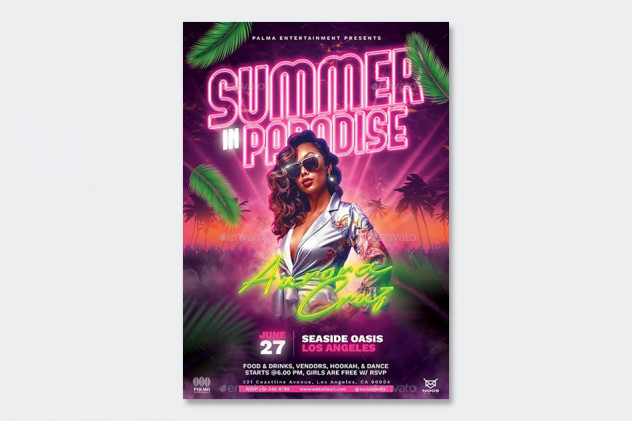 Summer Party Flyer Template PSD - product preview 1