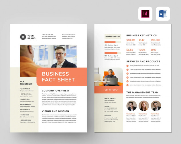 Preview of Business Fact Sheet Template - MS Word, InDesign