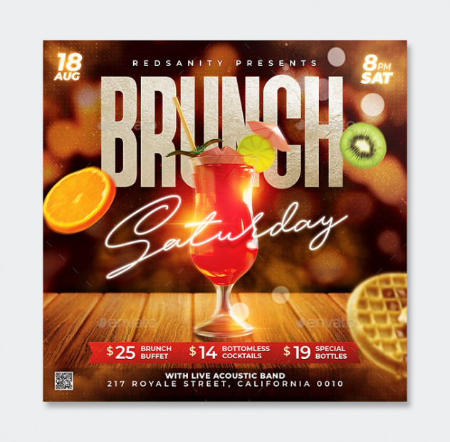 Saturday Brunch Flyer Template PSD