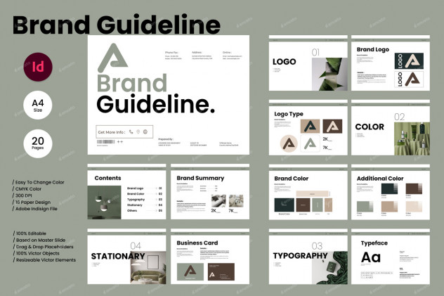 Landscape Brand Guideline Template InDesign INDD main preview