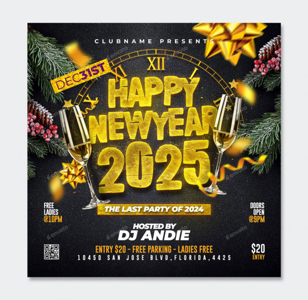 New Year Party Flyer PSD Template